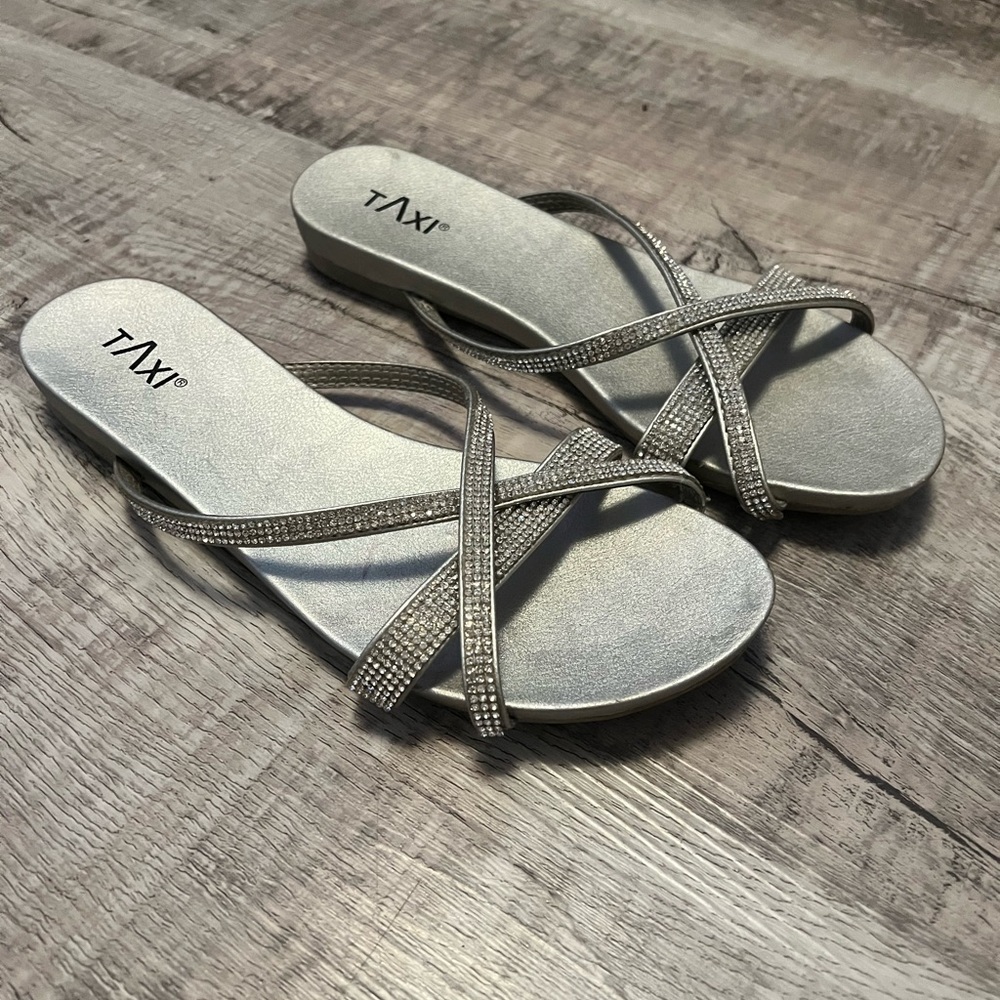 Silver Rhinestone Women's Sandals - Picture 2 of 2